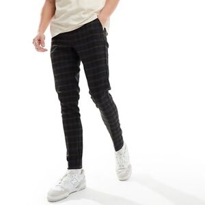 ASOS Black Checkered Chinos